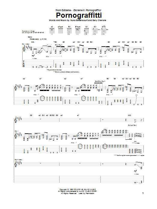 Learn to play Extreme Pornograffitti sheet music for Guitar Tab in minutes. Price: 7.8900$ Extreme Pornograffitti sheet music notes and chords arranged for Guitar Tab