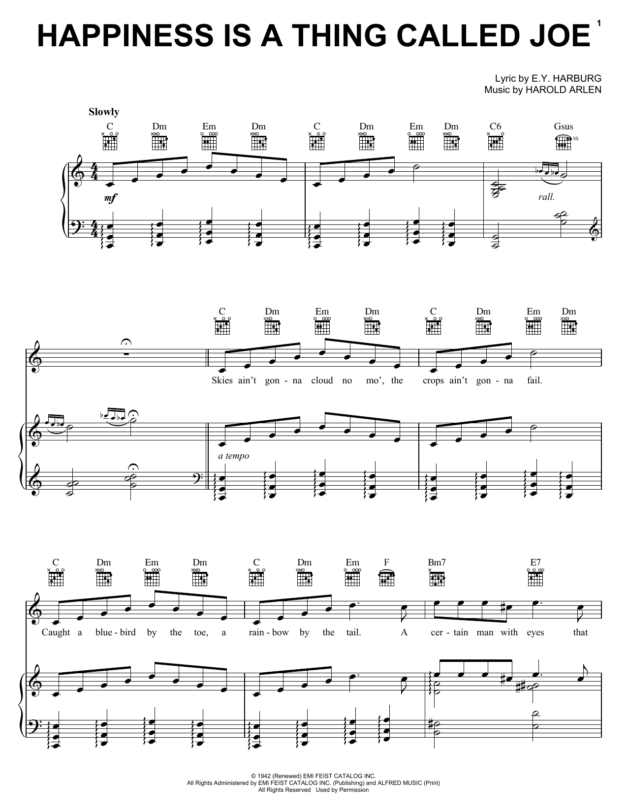 Learn to play E.Y. Harburg Happiness Is A Thing Called Joe sheet music for Piano, Vocal & Guitar Chords (Right-Hand Melody) in minutes. Price: 7.8900$ E.Y. Harburg Happiness Is A Thing Called Joe sheet music notes and chords arranged for Piano, Vocal & Guitar Chords (Right-Hand Melody)