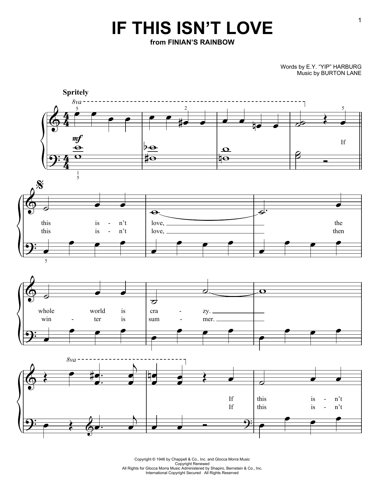 E.Y. Harburg If This Isn't Love (from Finian's Rainbow) sheet music notes and chords. Download Printable PDF.