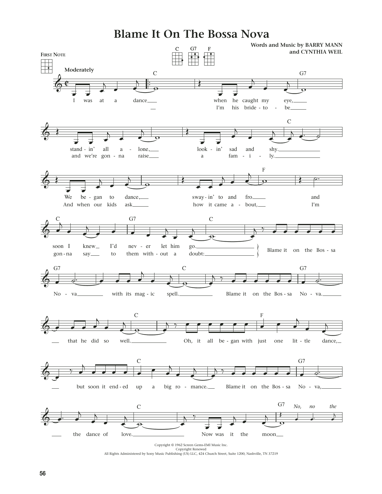 Eydie Gorme Blame It On The Bossa Nova (from The Daily Ukulele) (arr. Jim Beloff) sheet music notes and chords. Download Printable PDF.