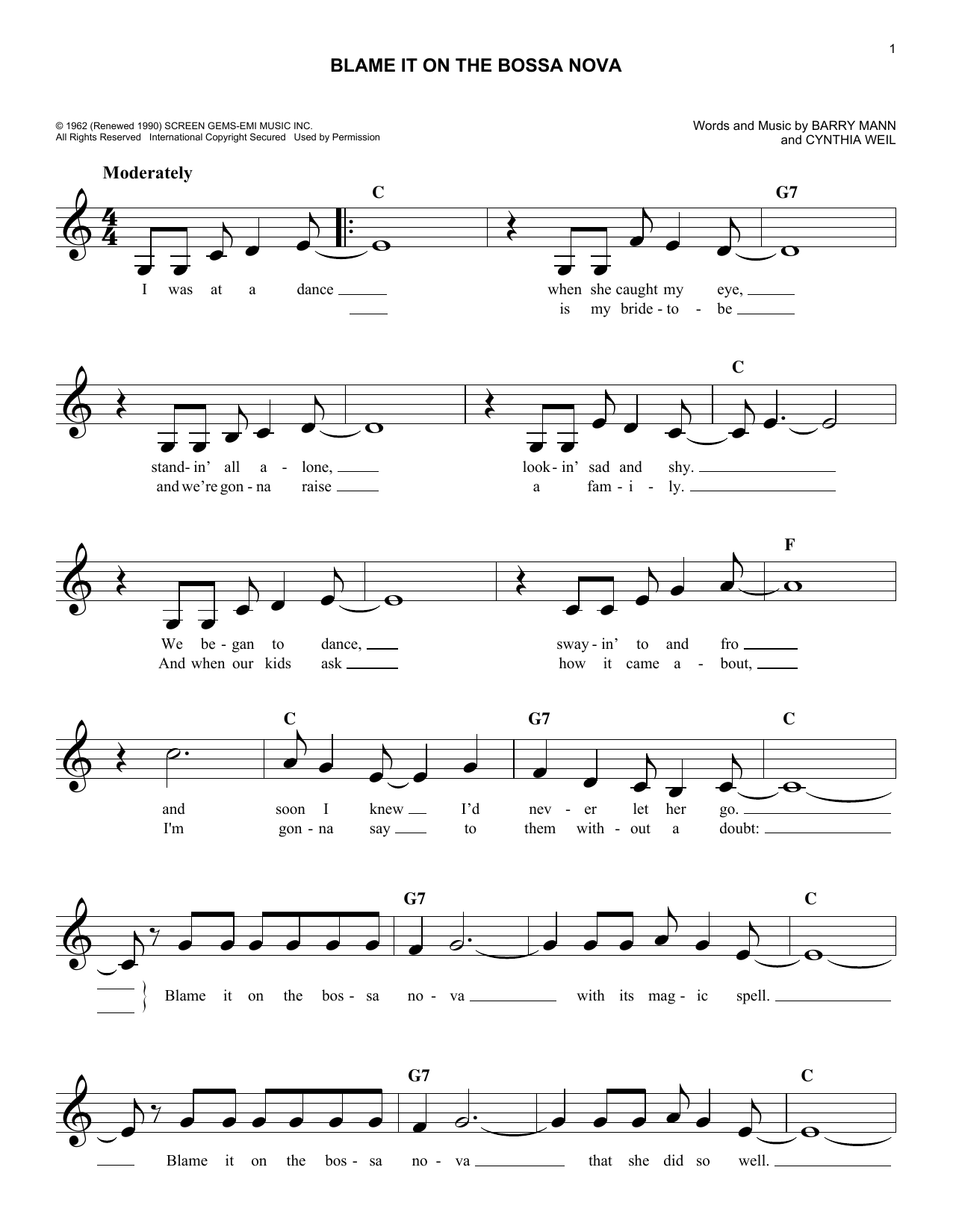 Eydie Gorme Blame It On The Bossa Nova sheet music notes and chords. Download Printable PDF.