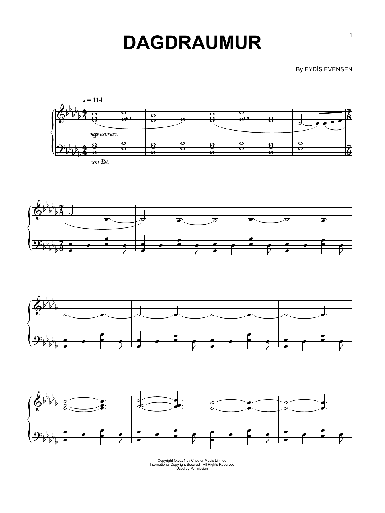 Eydís Evensen Dagdraumur sheet music notes and chords. Download Printable PDF.