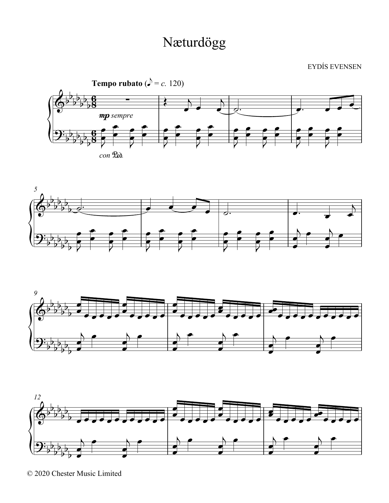 Learn to play Eydis Evensen Næturdögg sheet music for Piano Solo in minutes. Price: 7.8900$ Eydis Evensen Næturdögg sheet music notes and chords arranged for Piano Solo