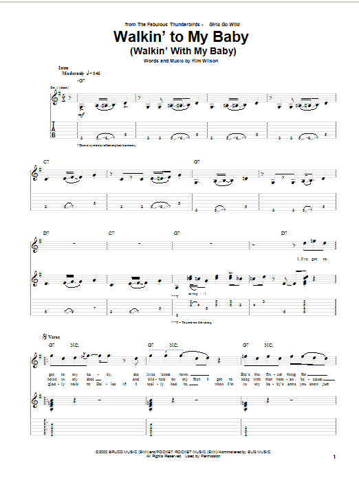 The Fabulous Thunderbirds Walkin' To My Baby (Walkin' With My Baby) sheet music notes and chords. Download Printable PDF.