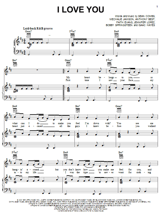 Learn to play Faith Evans I Love You sheet music for Piano, Vocal & Guitar Chords (Right-Hand Melody) in minutes. Price: 7.8900$ Faith Evans I Love You sheet music notes and chords arranged for Piano, Vocal & Guitar Chords (Right-Hand Melody)