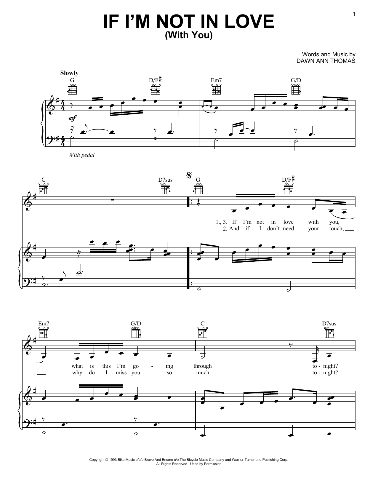 Faith Hill If I'm Not In Love (With You) sheet music notes and chords. Download Printable PDF.