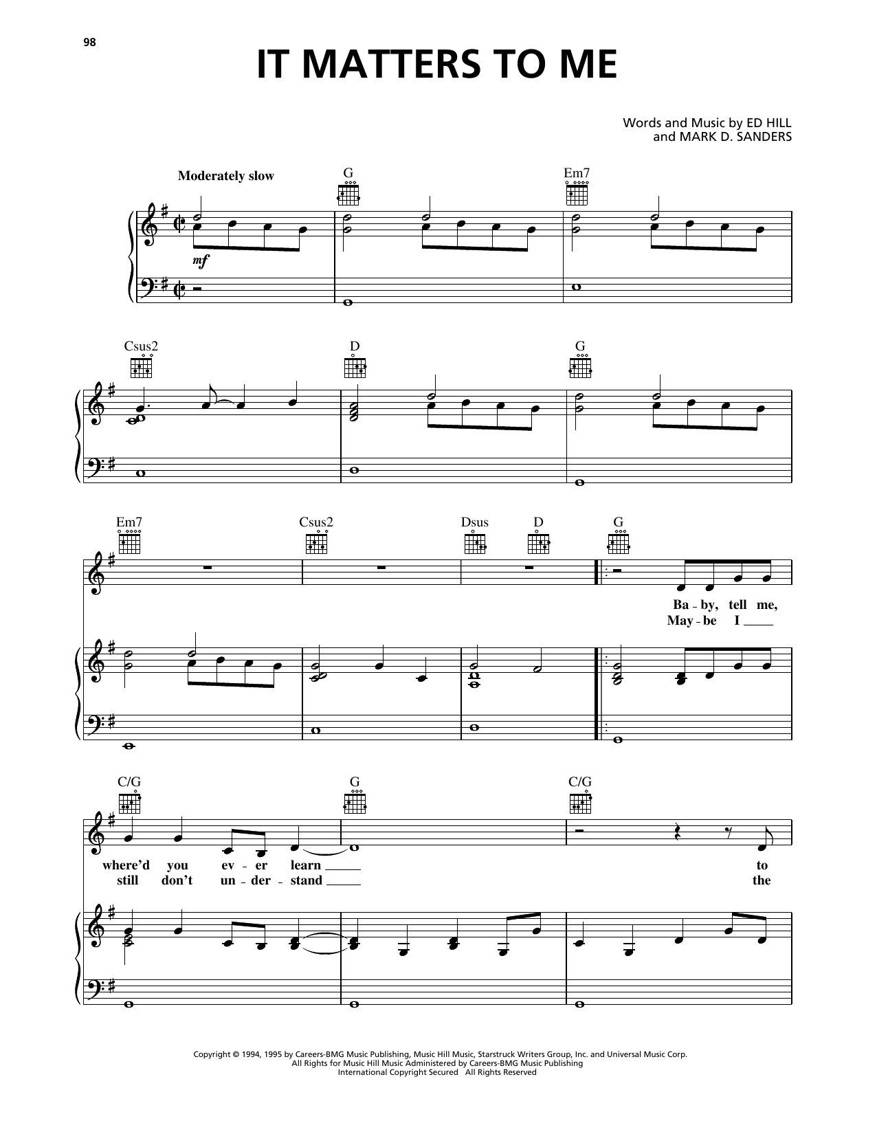 Faith Hill It Matters To Me sheet music notes and chords. Download Printable PDF.