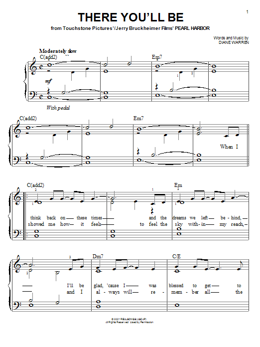 Faith Hill There You'll Be sheet music notes and chords. Download Printable PDF.