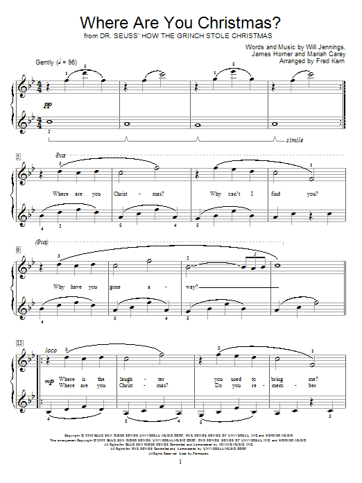 Faith Hill Where Are You Christmas? (arr. Fred Kern) (from How The Grinch Stole Christmas) sheet music notes and chords. Download Printable PDF.