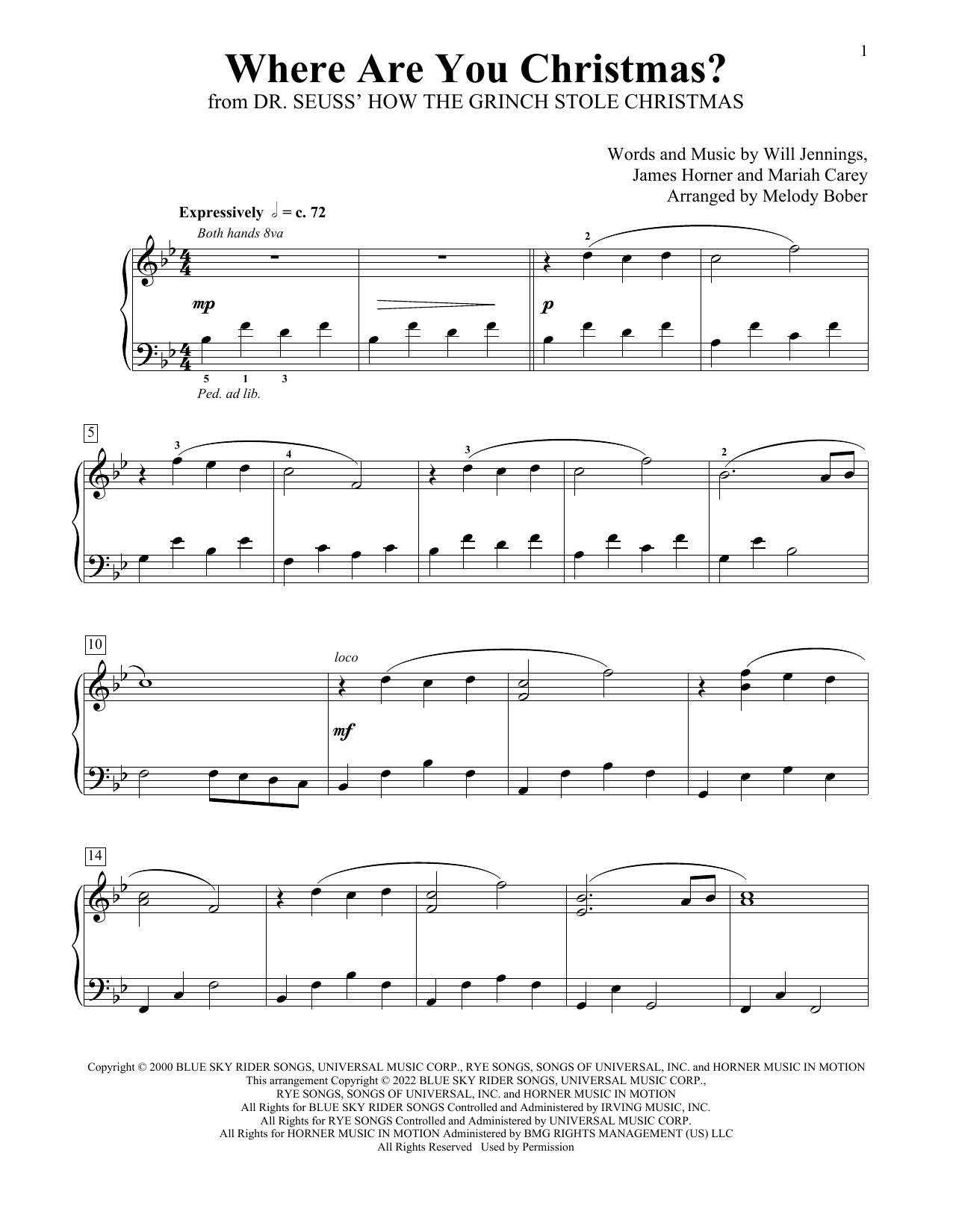 Faith Hill Where Are You Christmas? (from How The Grinch Stole Christmas) (arr. Melody Bober) sheet music notes and chords. Download Printable PDF.