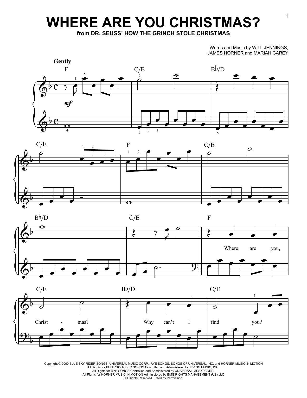 Faith Hill Where Are You Christmas? (from How The Grinch Stole Christmas) sheet music notes and chords. Download Printable PDF.