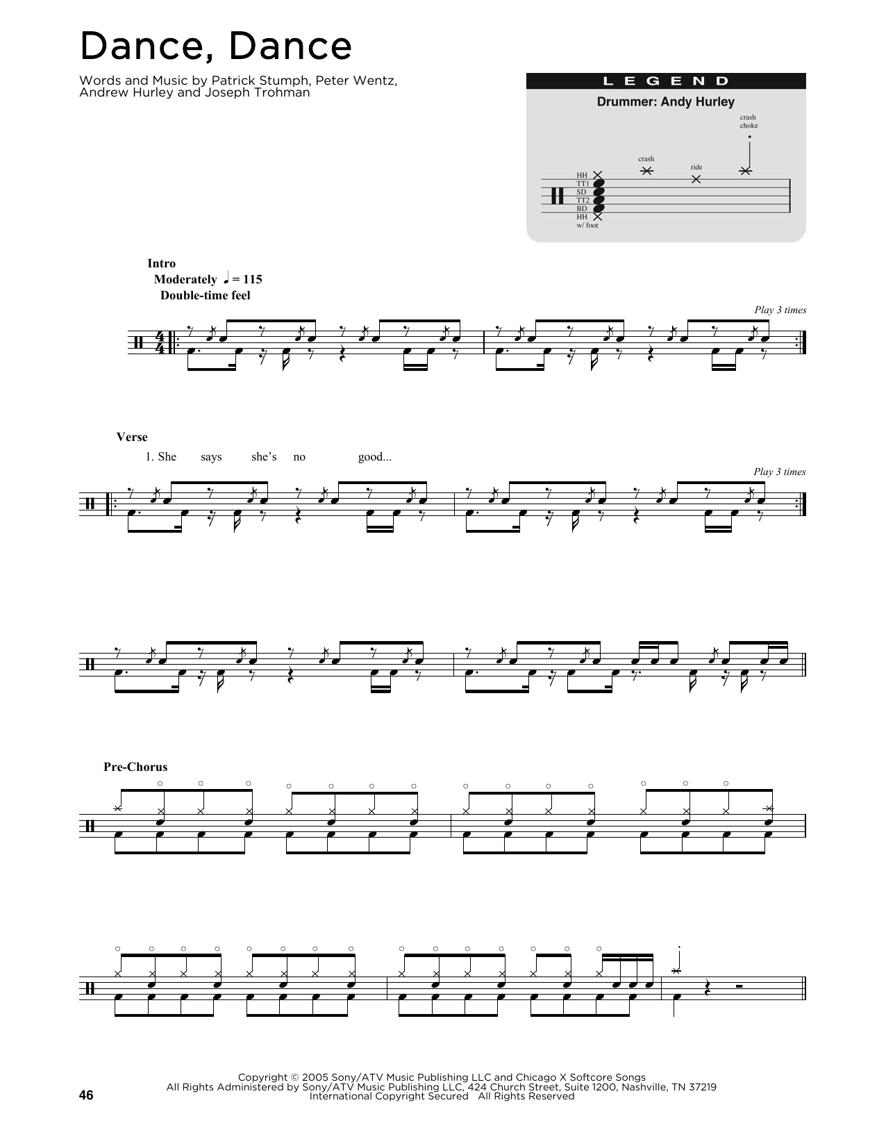 Fall Out Boy Dance, Dance sheet music notes and chords. Download Printable PDF.