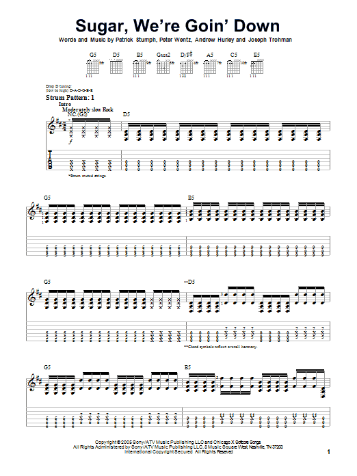 Fall Out Boy Sugar, We're Goin' Down sheet music notes and chords. Download Printable PDF.