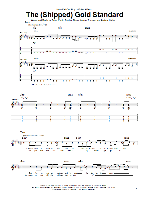 Learn to play Fall Out Boy The (Shipped) Gold Standard sheet music for Guitar Tab in minutes. Price: 7.8900$ Fall Out Boy The (Shipped) Gold Standard sheet music notes and chords arranged for Guitar Tab