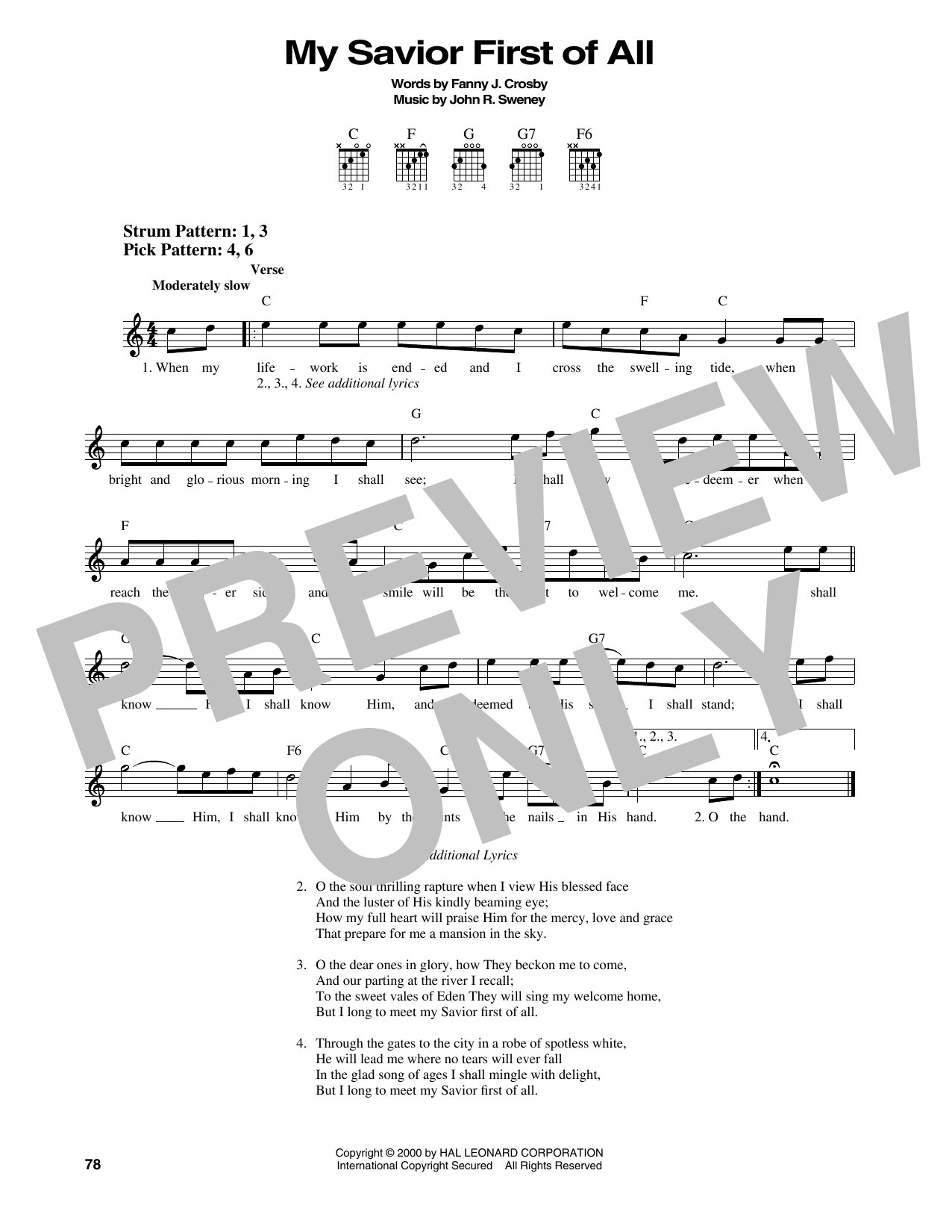 Fanny J. Crosby My Savior First Of All sheet music notes and chords. Download Printable PDF.