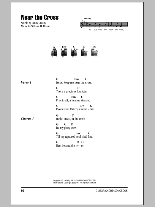 Fanny J. Crosby Near The Cross sheet music notes and chords. Download Printable PDF.