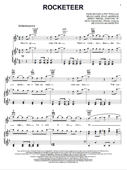 Learn to play Far East Movement Rocketeer sheet music for Piano, Vocal & Guitar Chords (Right-Hand Melody) in minutes. Price: 7.8900$ Far East Movement Rocketeer sheet music notes and chords arranged for Piano, Vocal & Guitar Chords (Right-Hand Melody)