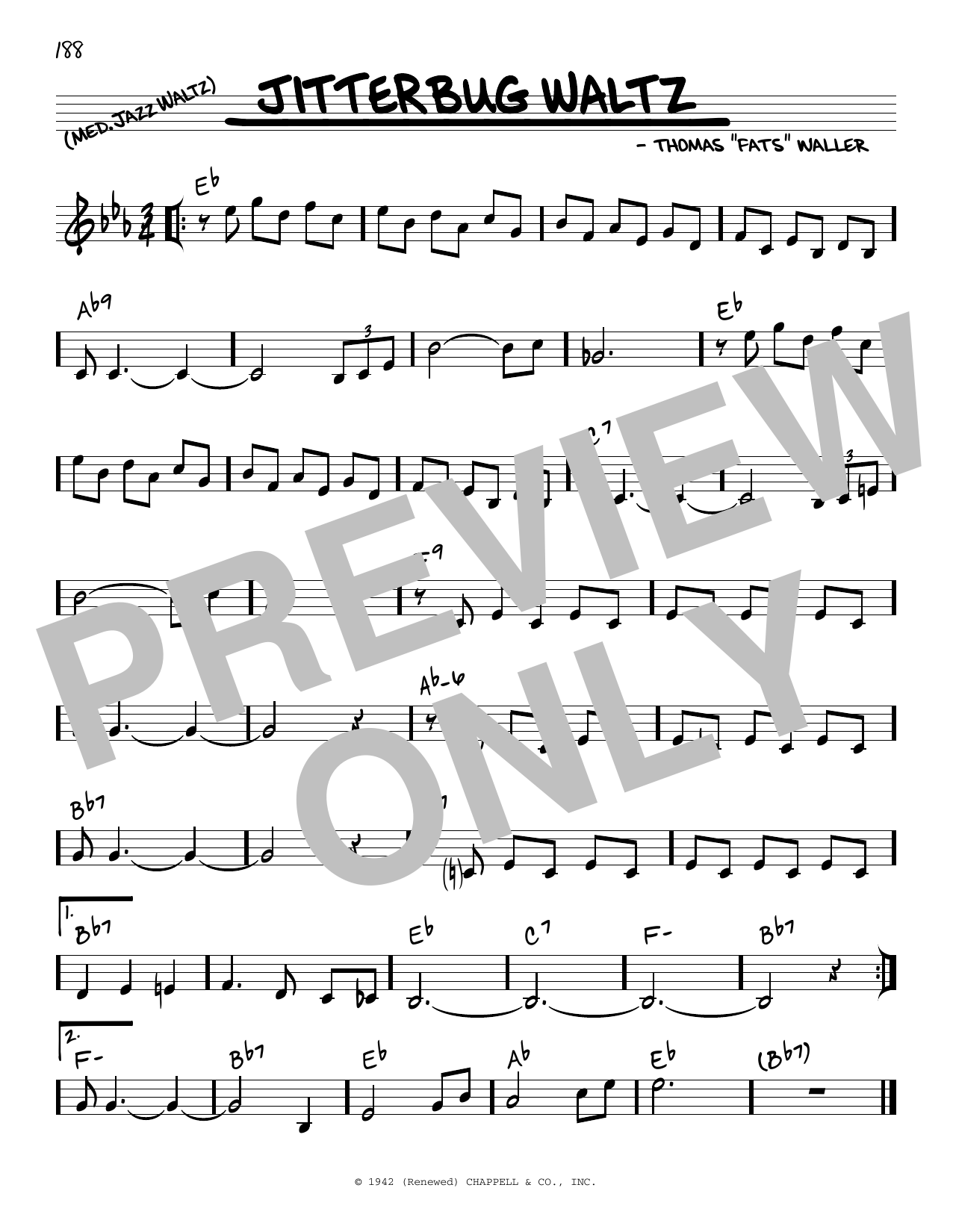 Fats Waller Jitterbug Waltz (arr. Robert Rawlins) sheet music notes and chords arranged for Real Book – Melody & Chords