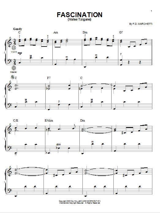 F.D. Marchetti Fascination (Valse Tzigane) sheet music notes and chords. Download Printable PDF.