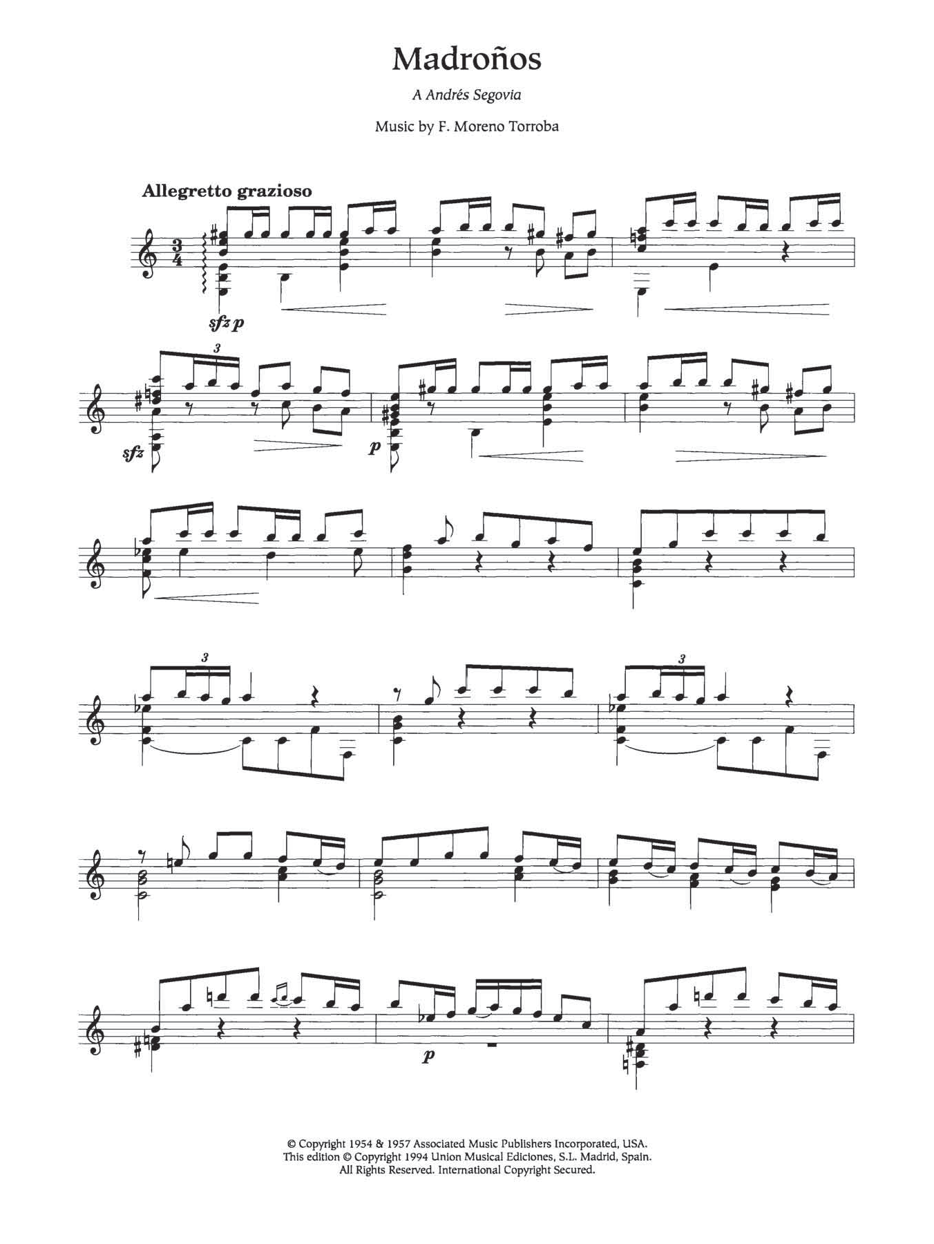 Federico Moreno Torroba Madronos sheet music notes and chords. Download Printable PDF.