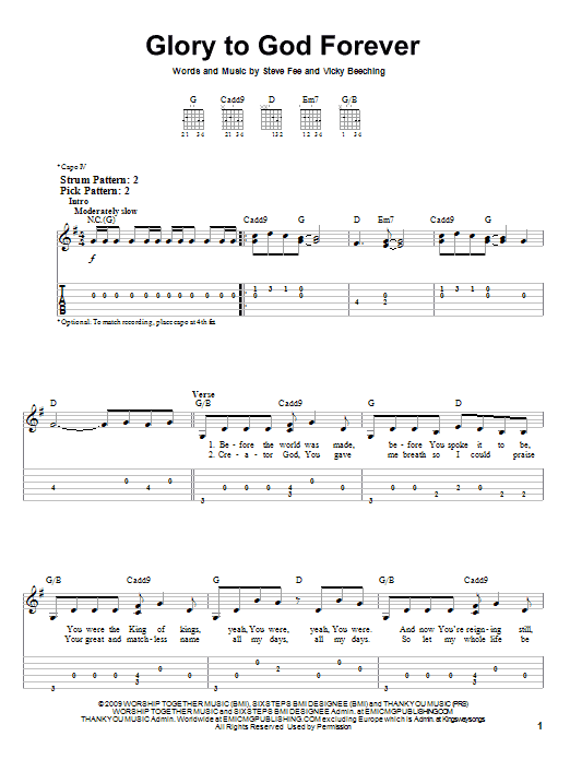 Fee Glory To God Forever sheet music notes and chords. Download Printable PDF.