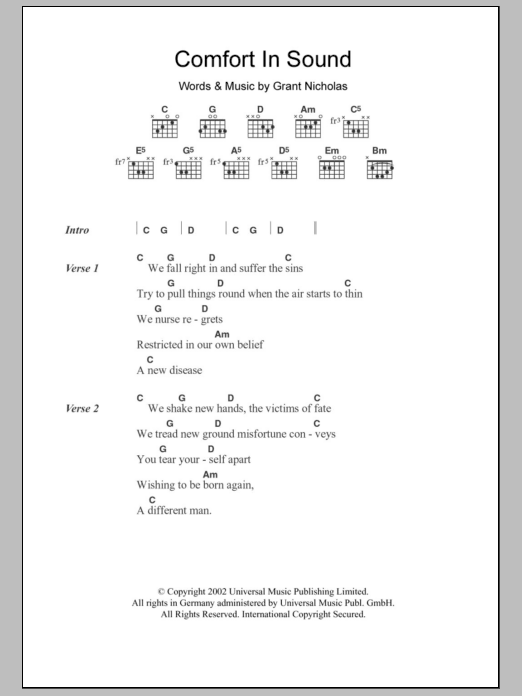 Feeder Comfort In Sound sheet music notes and chords. Download Printable PDF.