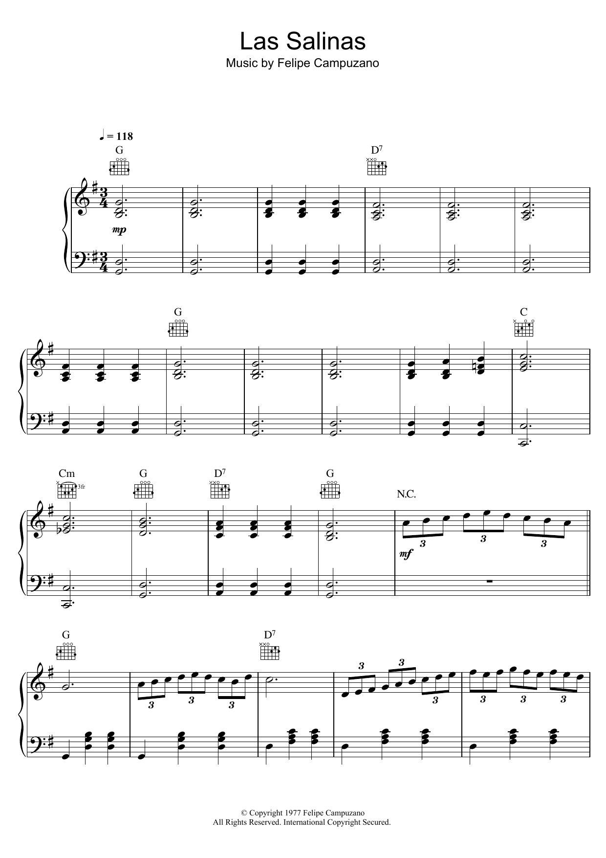 Felipe Campuzano Las Salinas sheet music notes and chords. Download Printable PDF.