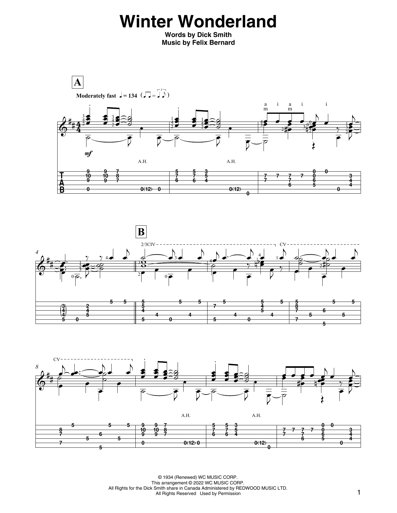 Felix Bernard Winter Wonderland (arr. David Jaggs) sheet music notes and chords. Download Printable PDF.