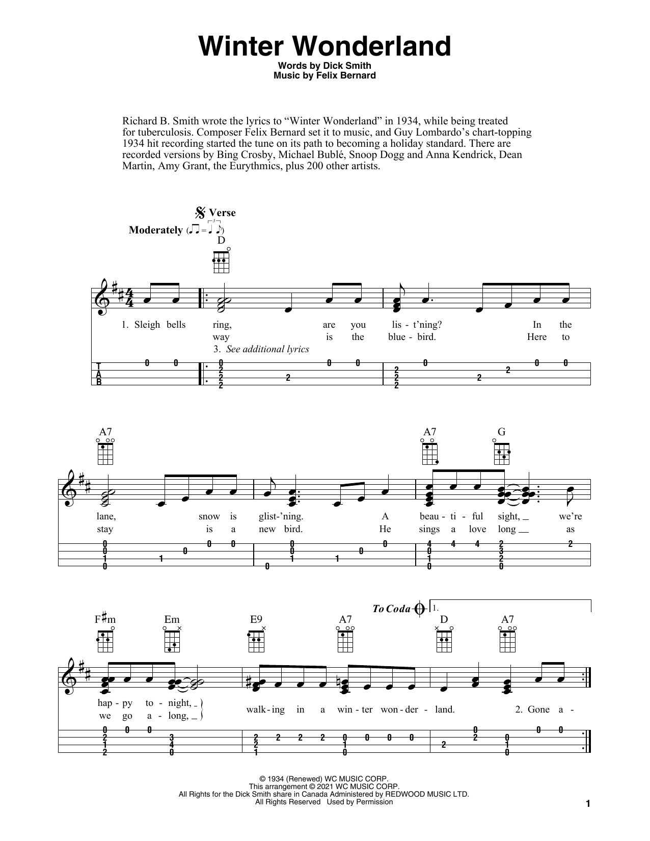 Felix Bernard Winter Wonderland (arr. Fred Sokolow) sheet music notes and chords. Download Printable PDF.