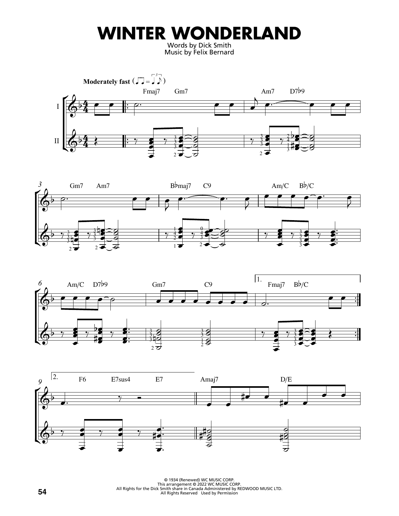 Felix Bernard Winter Wonderland (arr. Mark Phillips) sheet music notes and chords. Download Printable PDF.