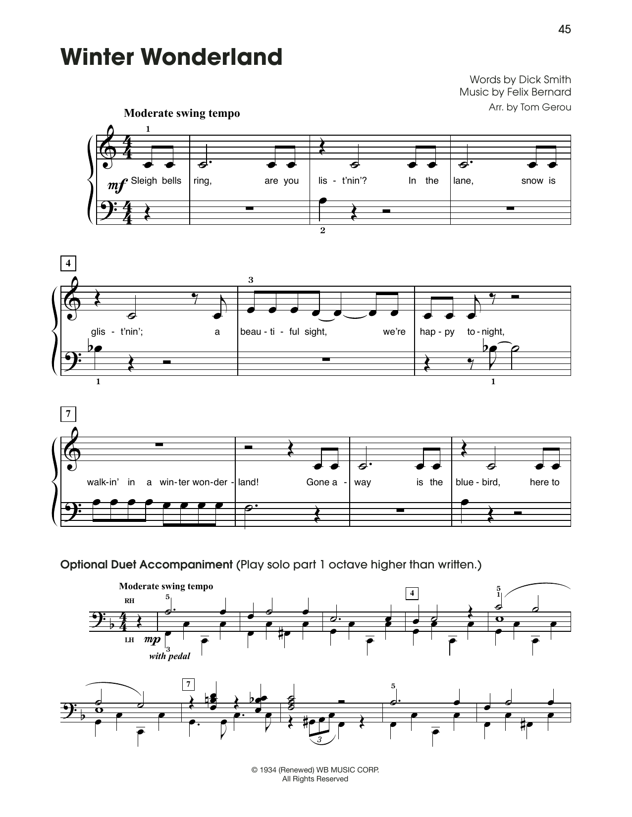 Felix Bernard Winter Wonderland (arr. Tom Gerou) sheet music notes and chords. Download Printable PDF.