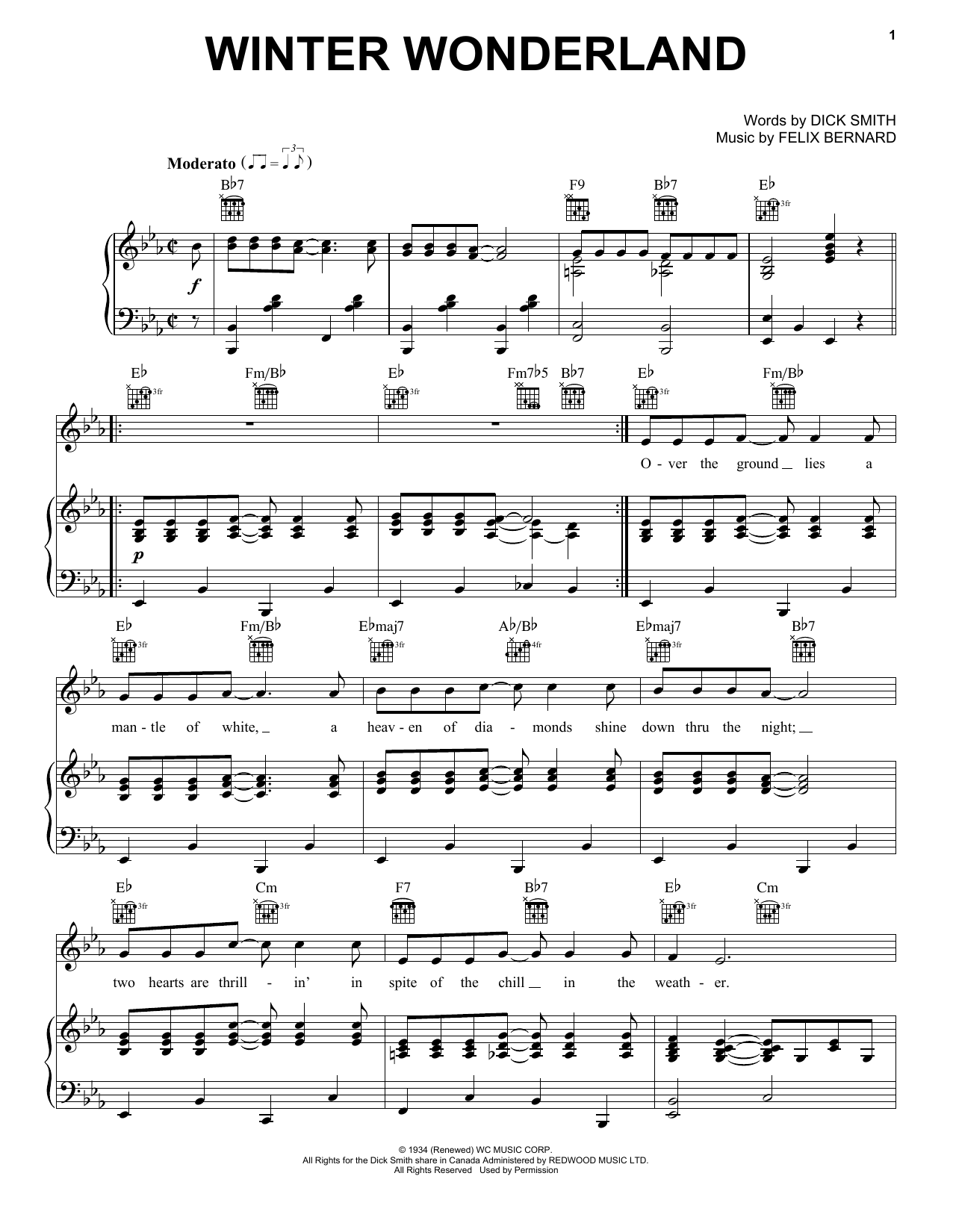 Felix Bernard Winter Wonderland sheet music notes and chords. Download Printable PDF.