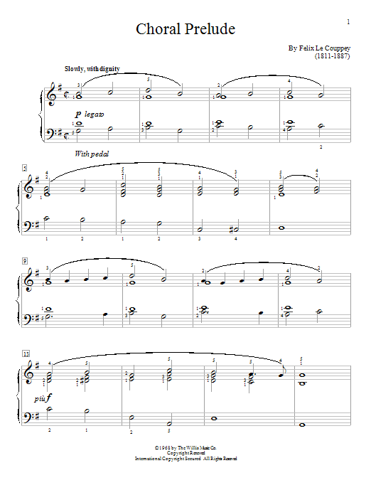 Learn to play Felix Le Couppey Choral Prelude sheet music for Educational Piano in minutes. Price: 6.9900$ Felix Le Couppey Choral Prelude sheet music notes and chords arranged for Educational Piano