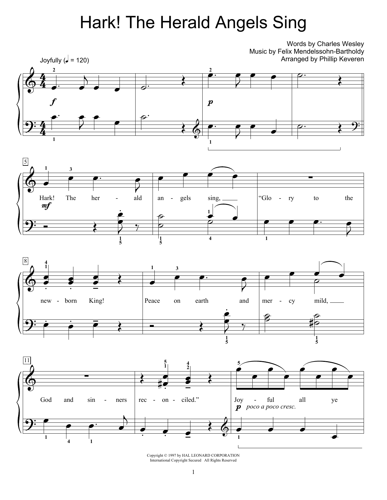 Felix Mendelssohn-Bartholdy Hark! The Herald Angels Sing sheet music notes and chords. Download Printable PDF.