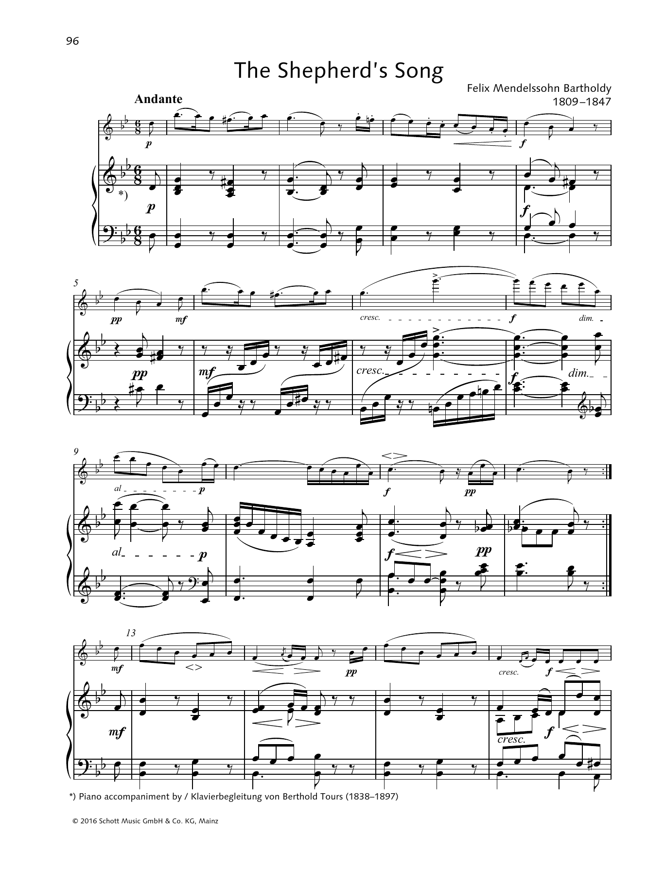 Learn to play Felix Mendelssohn Bartholdy The Shepherd's Song sheet music for Woodwind Solo in minutes. Price: 4.4900$ Felix Mendelssohn Bartholdy The Shepherd's Song sheet music notes and chords arranged for Woodwind Solo