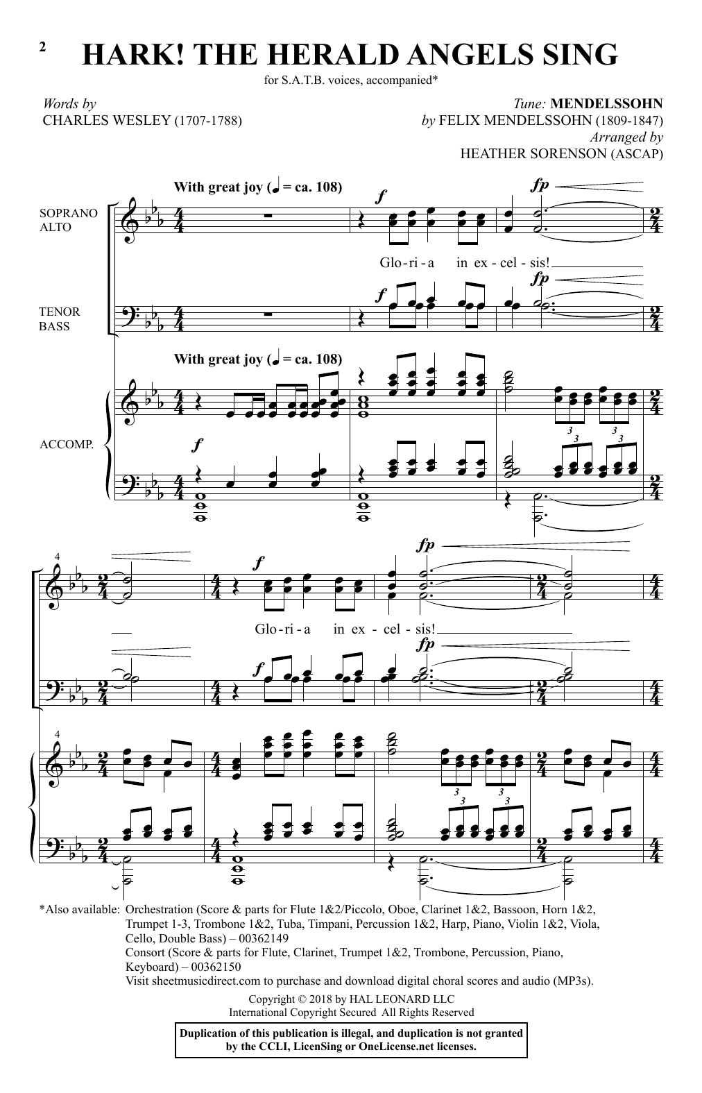 Felix Mendelssohn Hark! The Herald Angels Sing (arr. Heather Sorenson) sheet music notes and chords. Download Printable PDF.