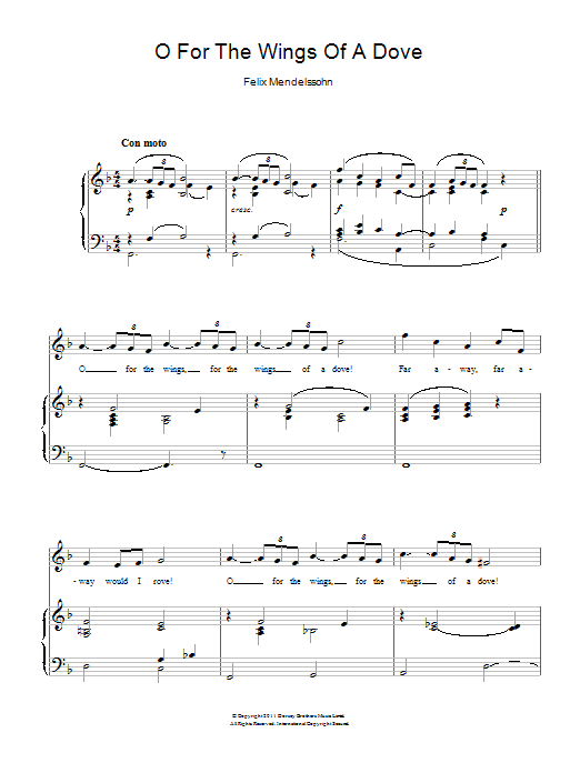 Felix Mendelssohn O For The Wings Of A Dove sheet music notes and chords. Download Printable PDF.