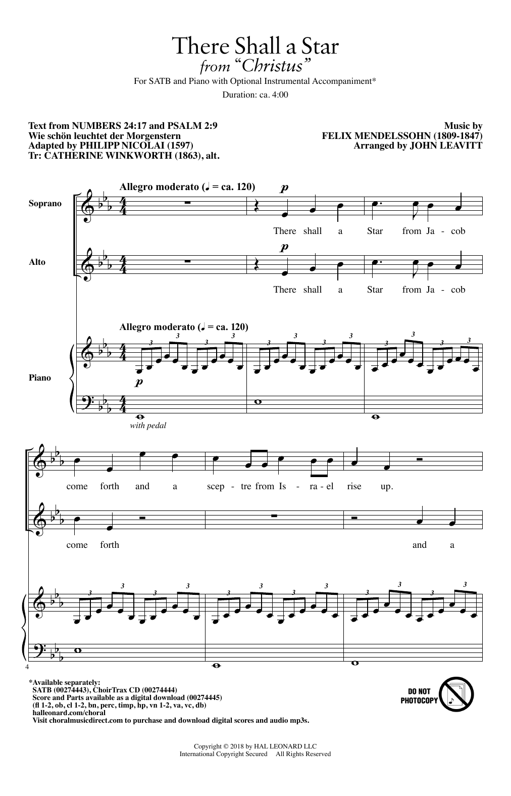 Learn to play Felix Mendelssohn There Shall A Star (arr. John Leavitt) sheet music for SATB Choir in minutes. Price: 3.9900$ Felix Mendelssohn There Shall A Star (arr. John Leavitt) sheet music notes and chords arranged for SATB Choir
