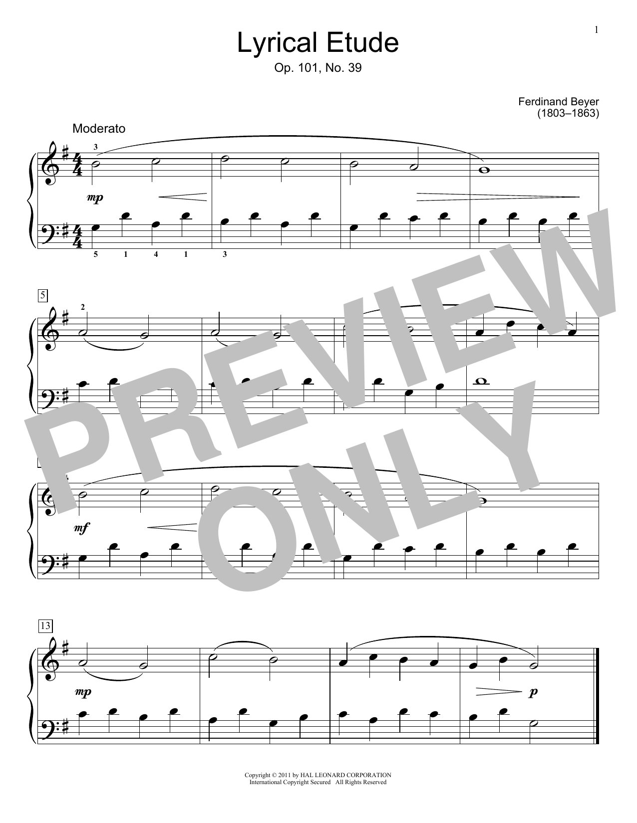 Jennifer Linn Lyrical Etude sheet music notes and chords arranged for Educational Piano