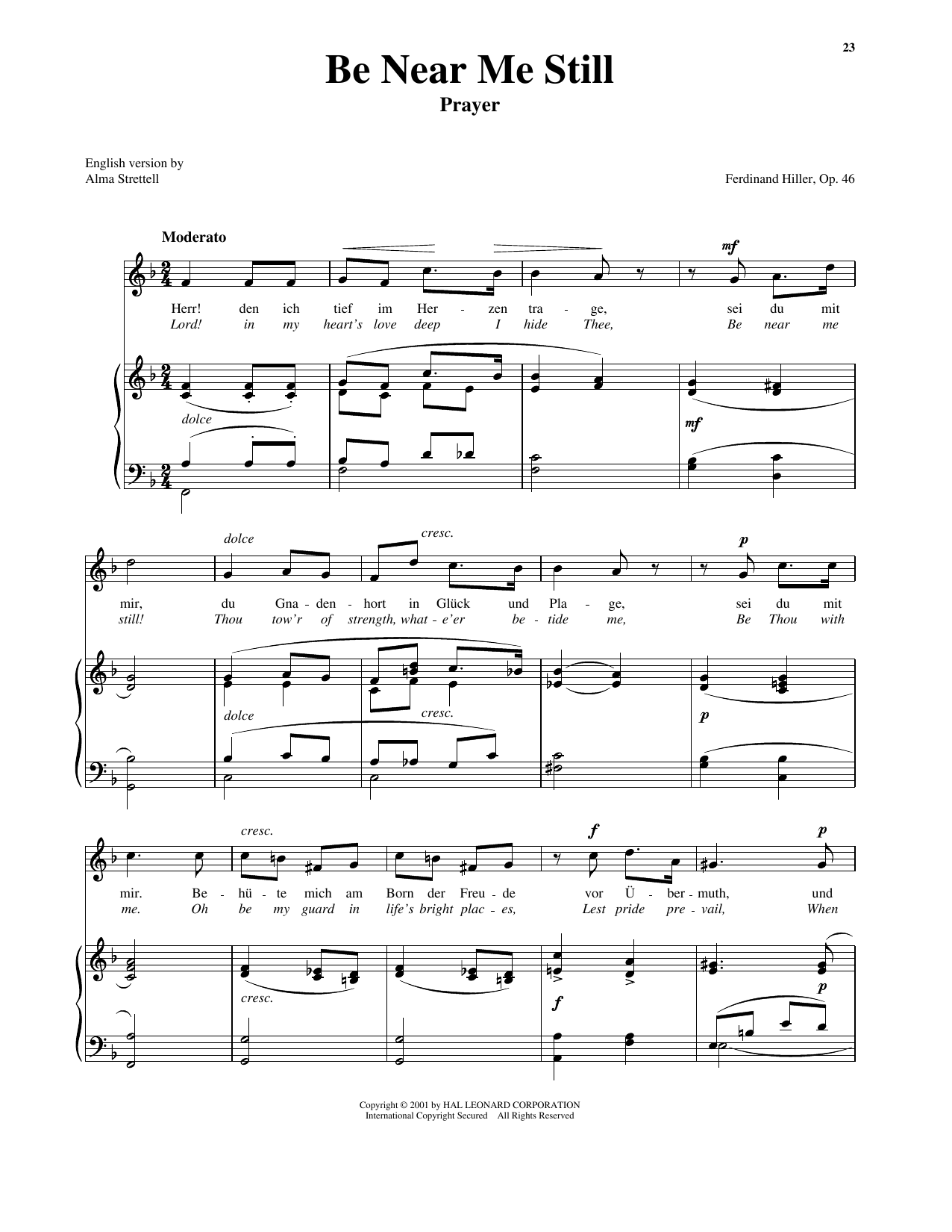 Ferdinand Hiller Be Near Me Still (arr. Richard Walters) (High Voice) sheet music notes and chords. Download Printable PDF.