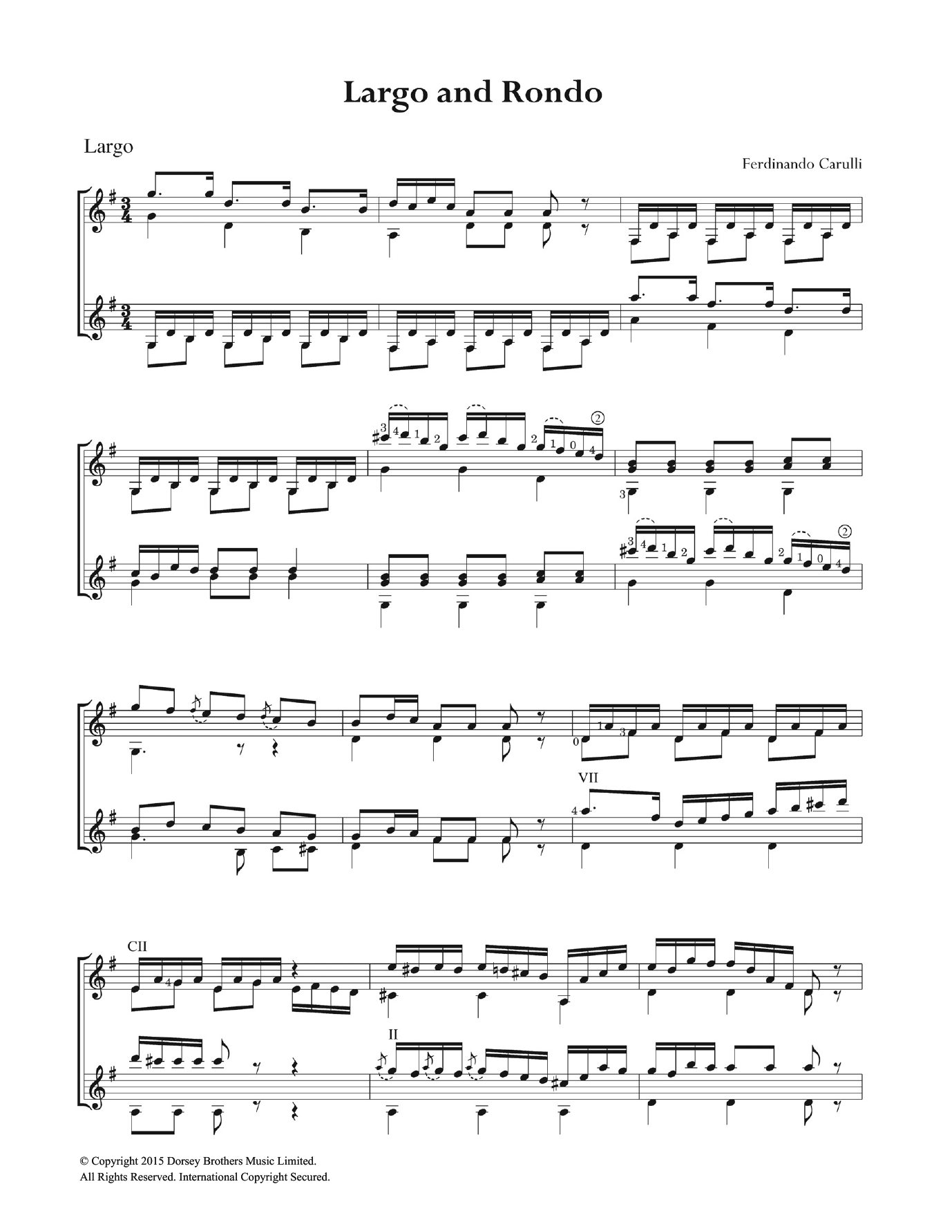 Ferdinando Carulli Largo and Rondo sheet music notes and chords. Download Printable PDF.