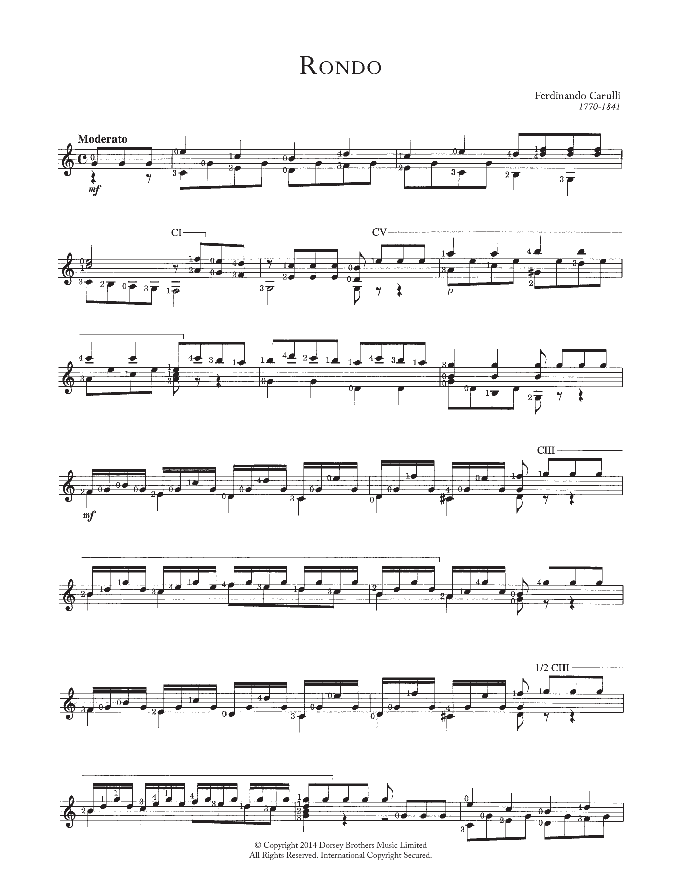 Ferdinando Carulli Rondo sheet music notes and chords. Download Printable PDF.