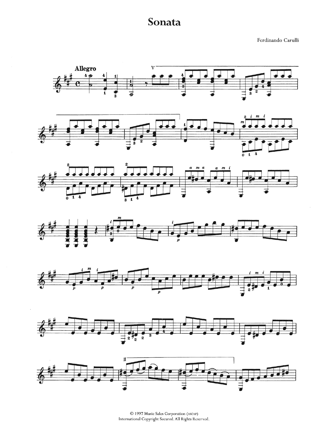 Ferdinando Carulli Sonata sheet music notes and chords. Download Printable PDF.