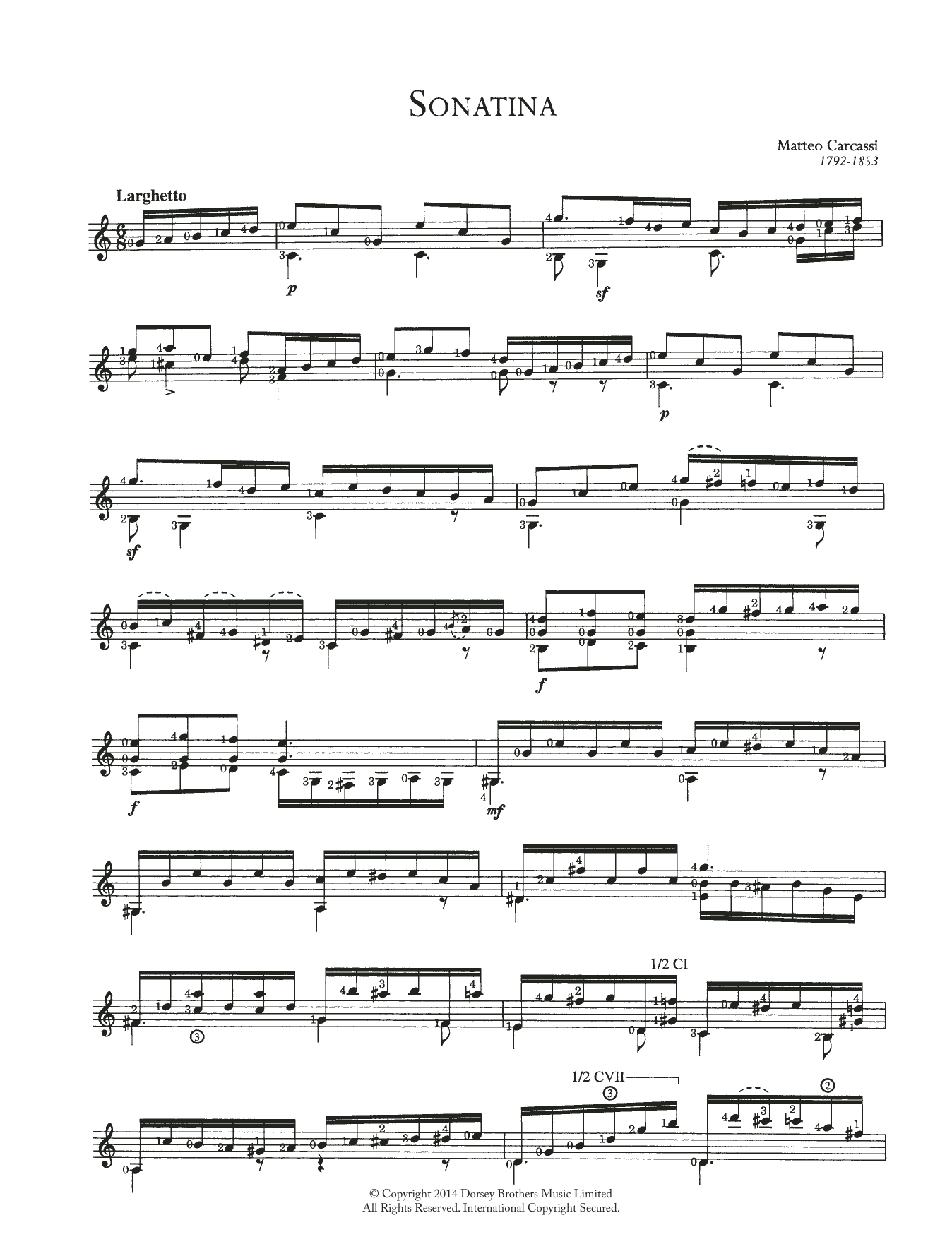 Matteo Carcassi Sonatina sheet music notes and chords. Download Printable PDF.