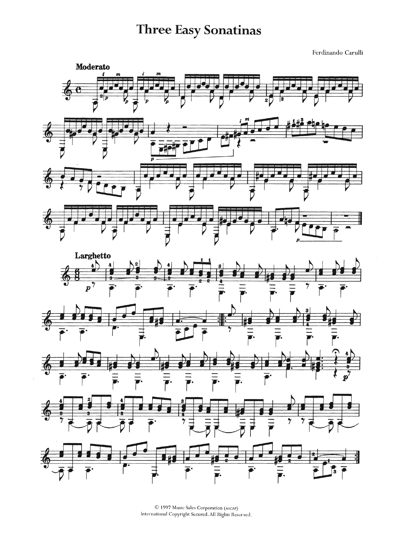 Ferdinando Carulli Three Easy Sonatinas sheet music notes and chords. Download Printable PDF.