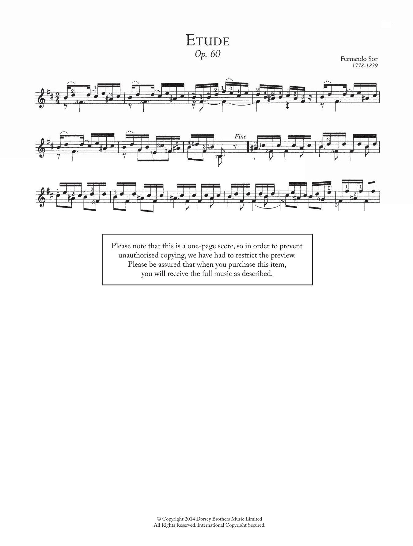 Fernando Sor Etude, Op.60 sheet music notes and chords. Download Printable PDF.