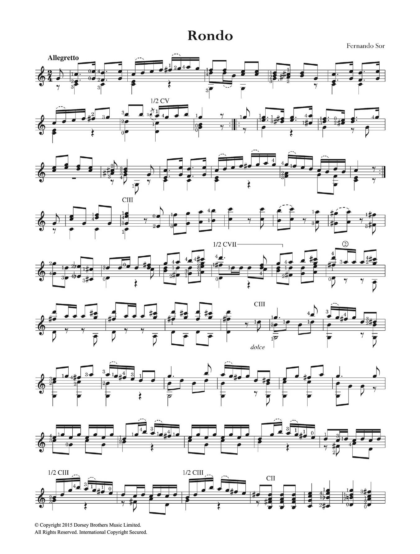 Fernando Sor Rondo, Op. 22 sheet music notes and chords. Download Printable PDF.