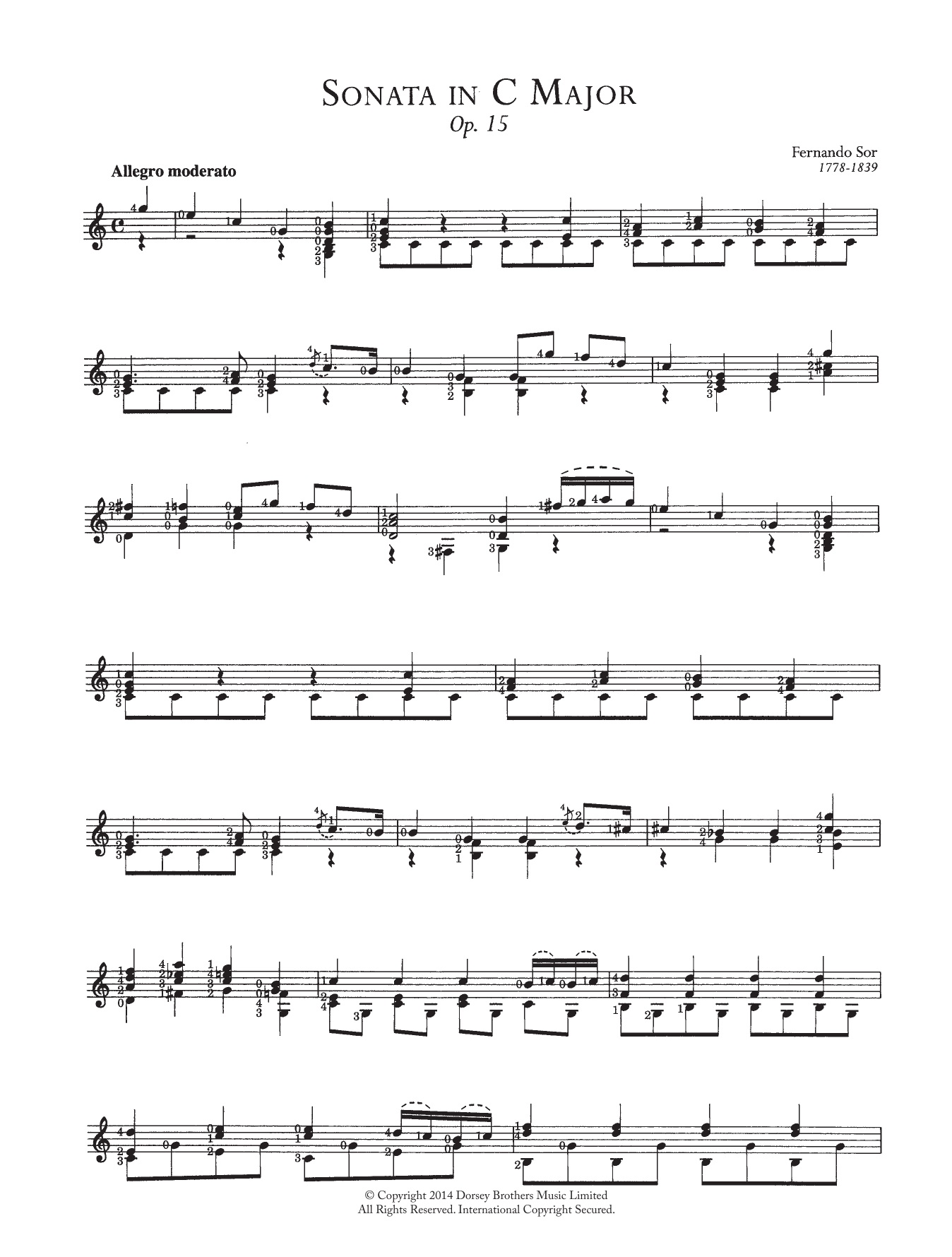 Fernando Sor Sonata In C Major, Op.15 sheet music notes and chords. Download Printable PDF.