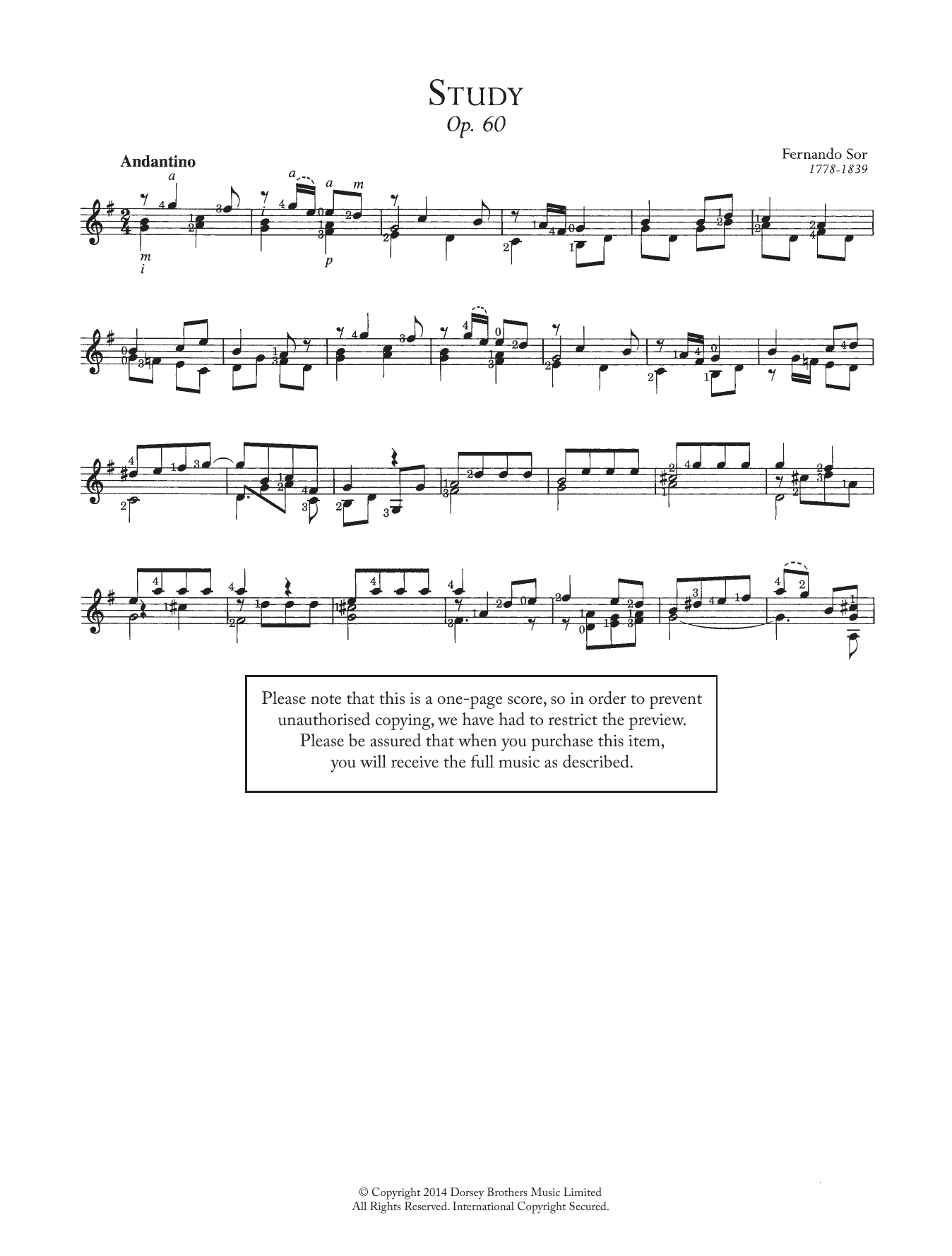 Fernando Sor Study, Op.60, No.16 sheet music notes and chords. Download Printable PDF.