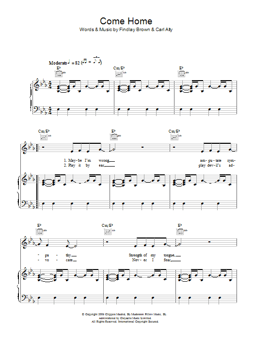 Learn to play Findlay Brown Come Home sheet music for Piano, Vocal & Guitar Chords in minutes. Price: 7.8900$ Findlay Brown Come Home sheet music notes and chords arranged for Piano, Vocal & Guitar Chords